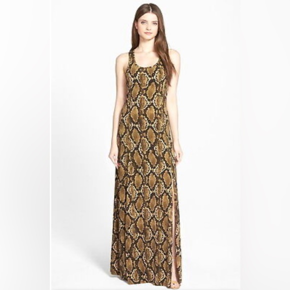 Michael Kors snake print maxi dress W/ one sided slit up leg size M - Picture 2 of 13